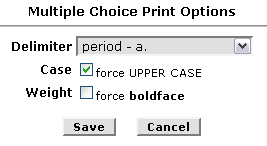 multiple choice print options